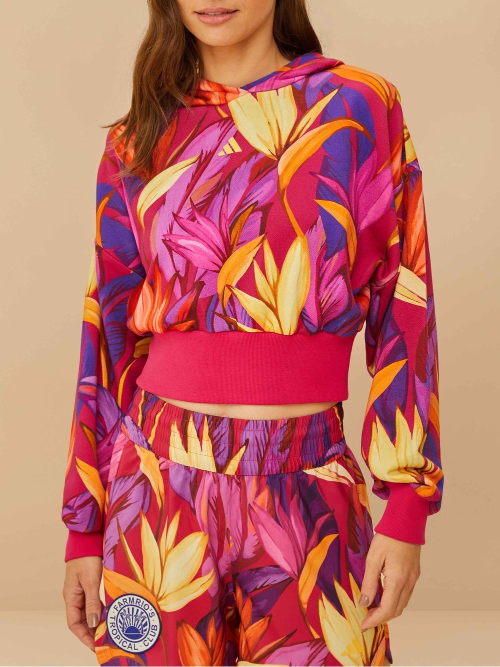 Farm Rio Birds Of Paradise Pink Jacket Hoodie And Shorts Active Set XS/S NWT